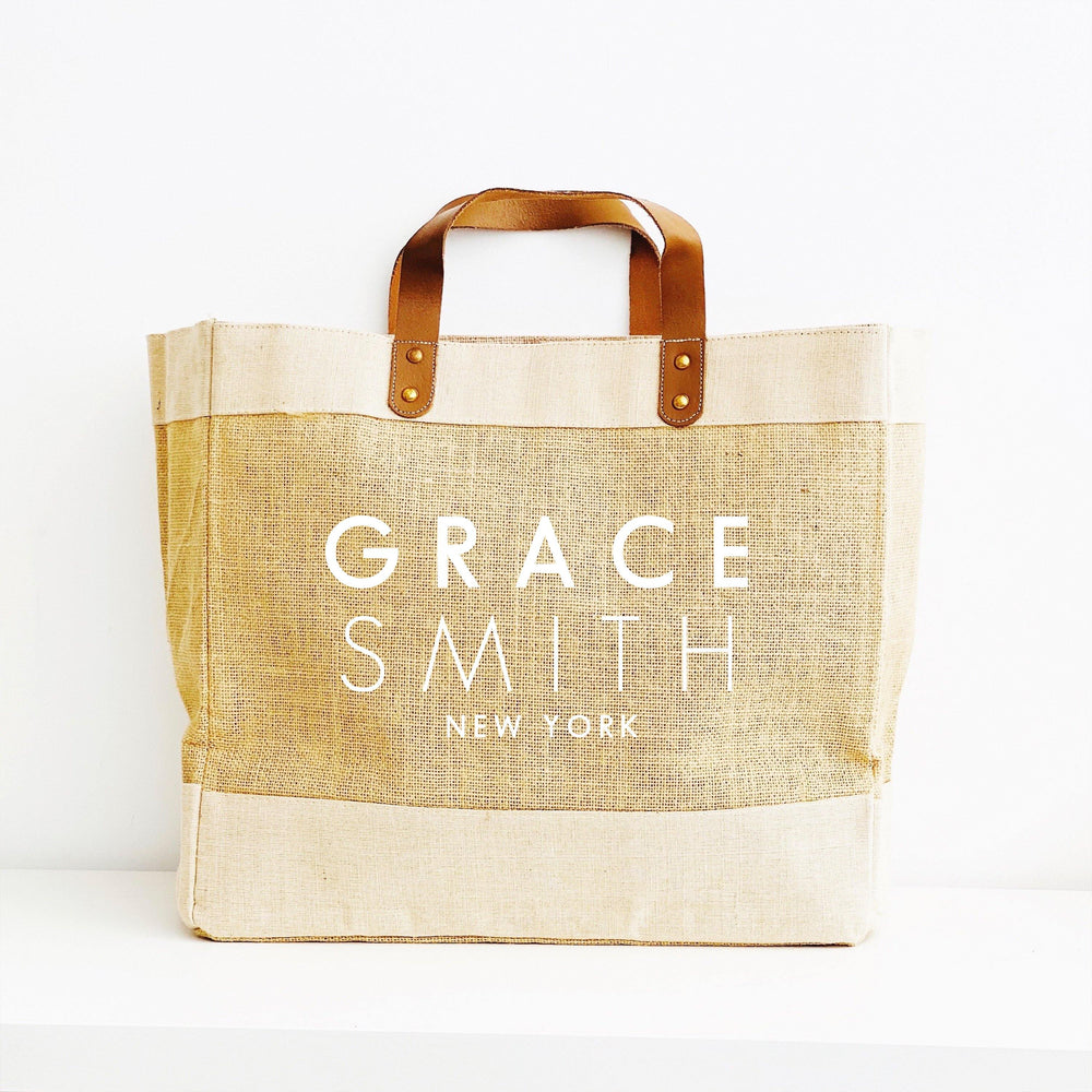 Personalised Jute Tote Bag - Custom Name and Place