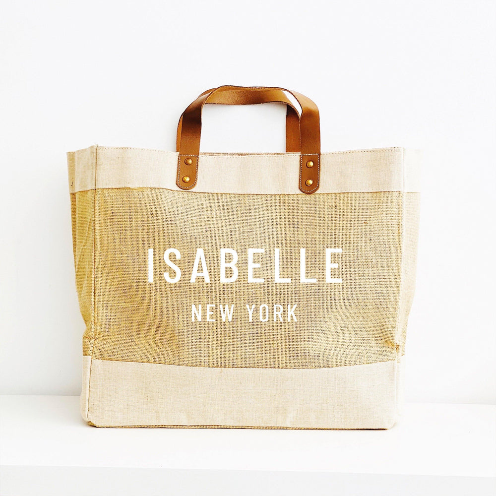 Personalised Jute Tote Shopping Bag | Custom Name and Place Bag