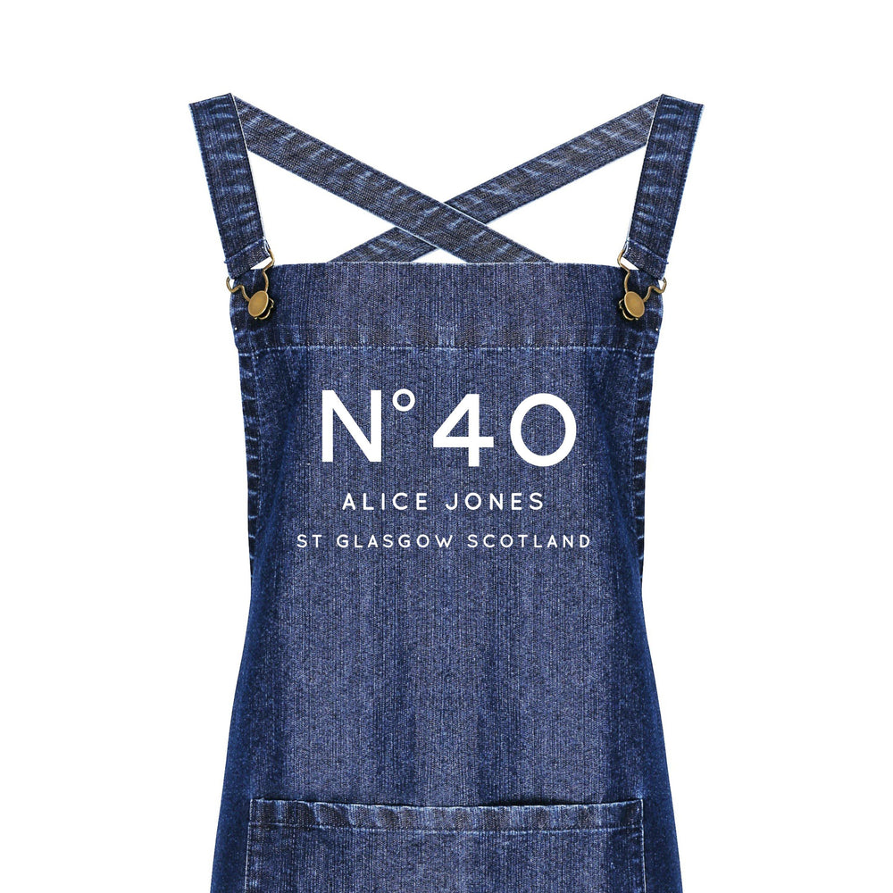 Personalised Denim Barista Style Apron | Birthday No. Aprons