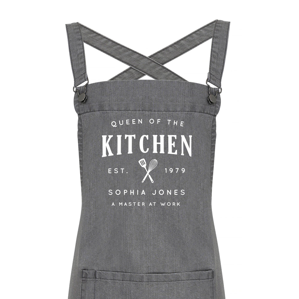 Personalised Barista Style Aprons | Queen of the Kitchen - Glam & Co Designs Ltd