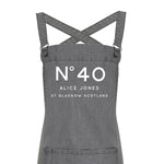 Personalised Denim Barista Style Apron | Birthday No. Aprons - Glam & Co Designs Ltd