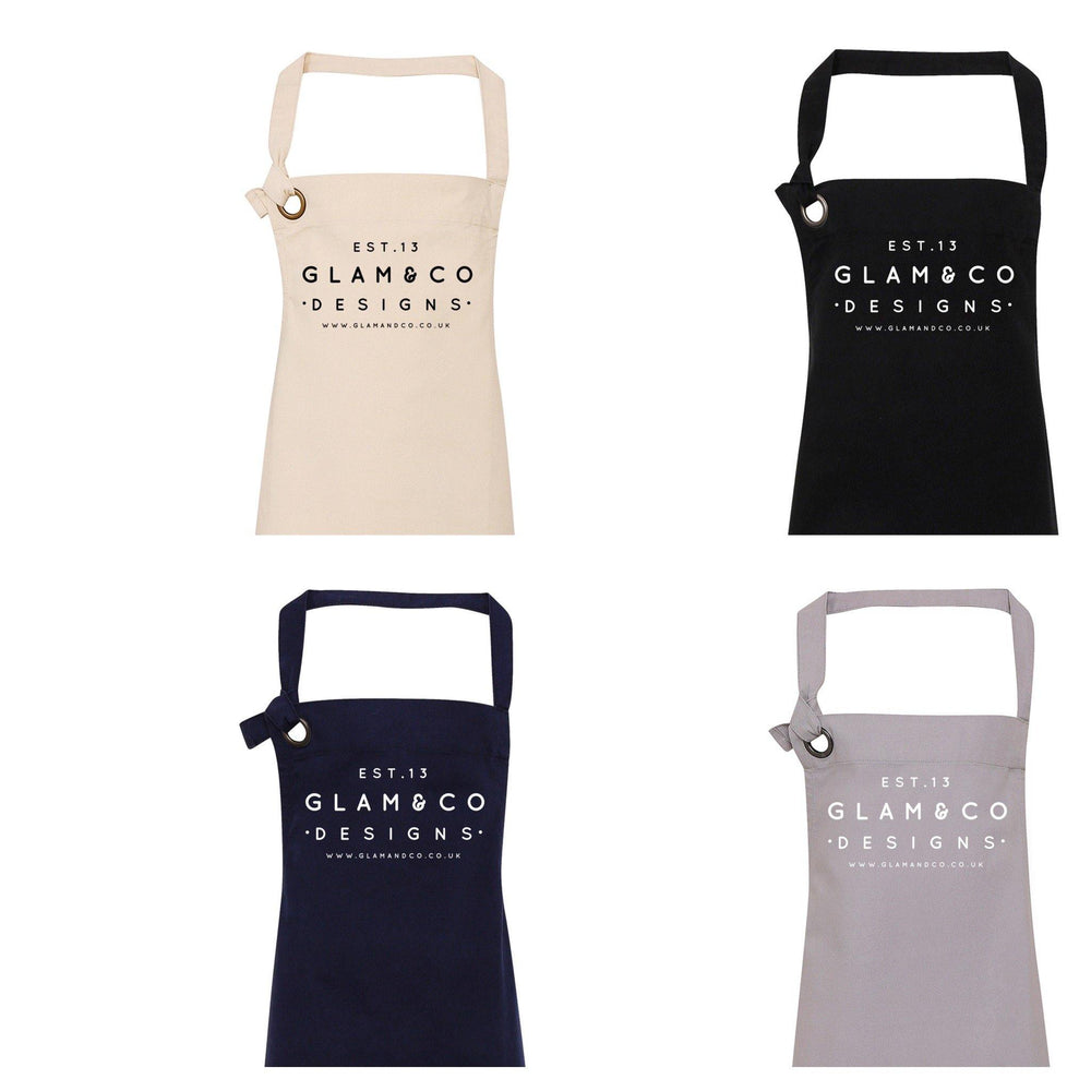 Logo Design Apron | Aprons for Women | Aprons for Men | Logo Apron - Black Apron - Glam and Co 