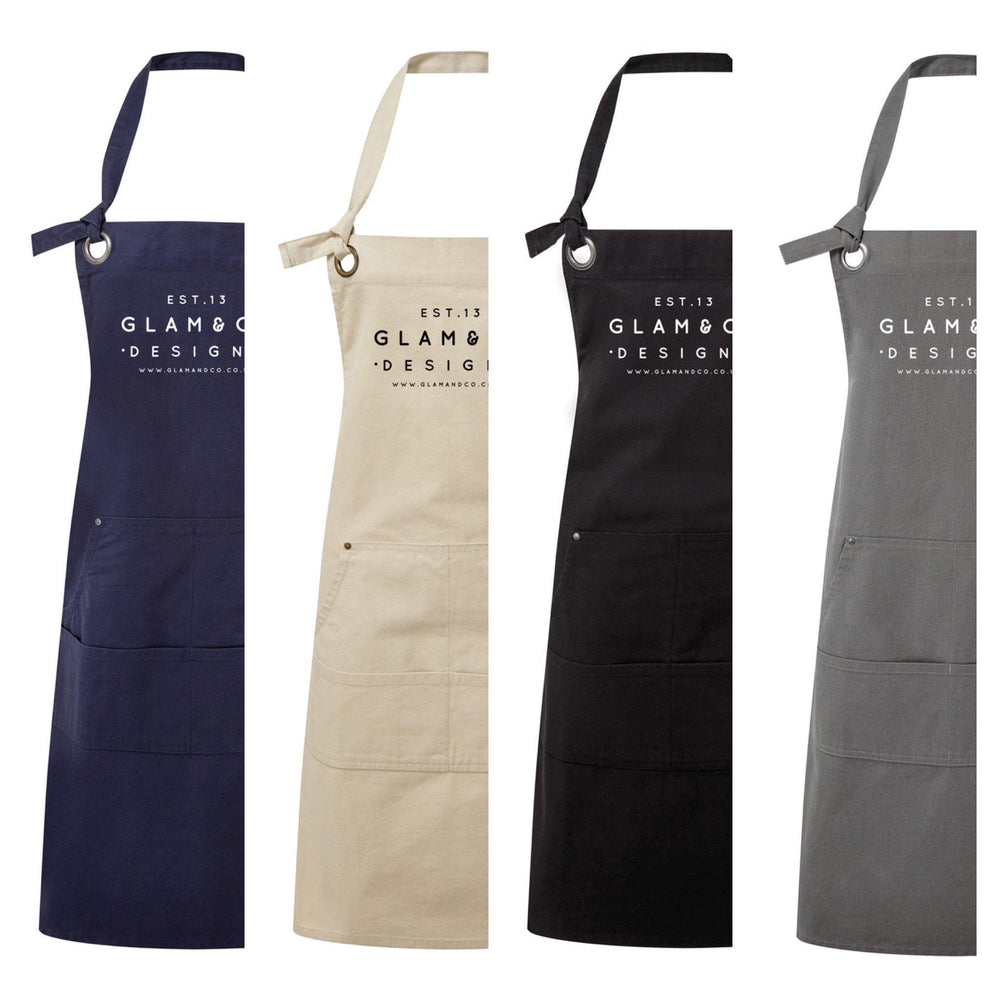 Logo Design Apron | Aprons for Women | Aprons for Men | Logo Apron - Grey Apron - Glam and Co 