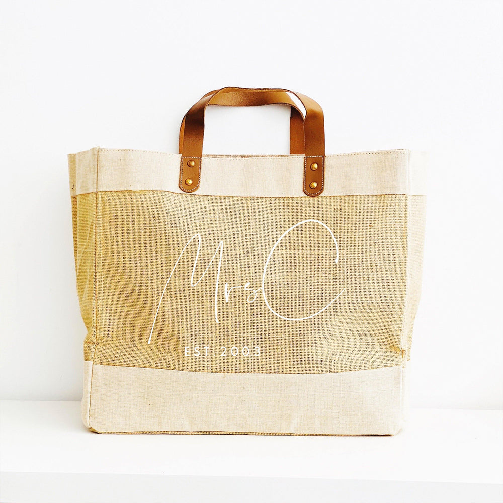 Personalised Jute Tote Bag | Mrs Bag