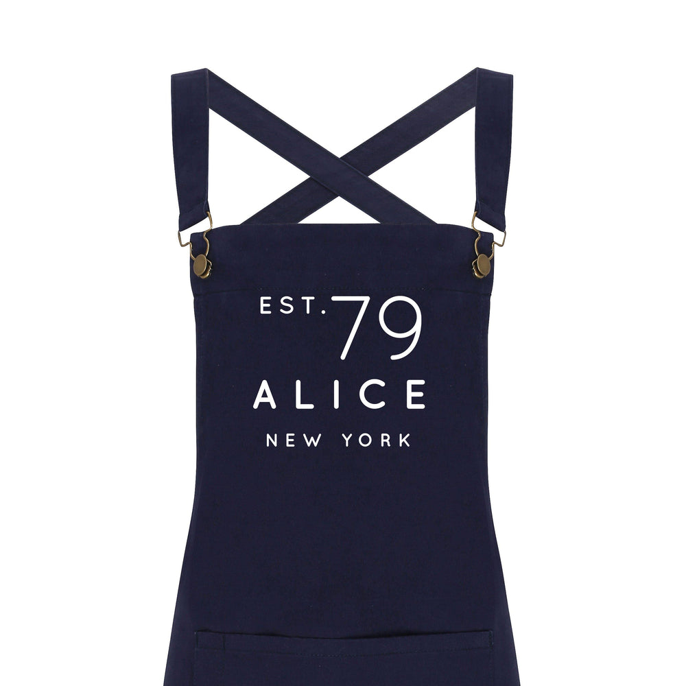 Personalised Denim Barista Style Apron | Aprons for Men and Women | Est Date - Glam & Co Designs Ltd