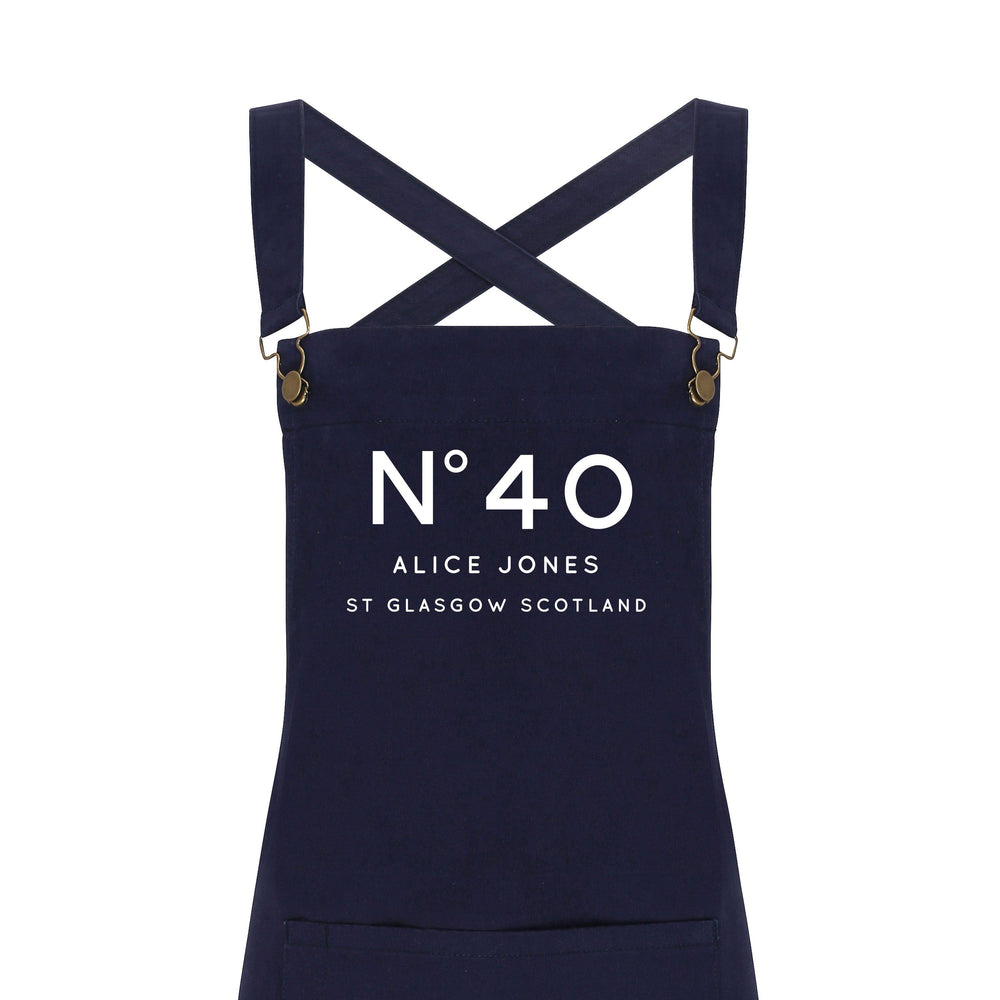 Personalised Denim Barista Style Apron | Birthday No. Aprons - Glam & Co Designs Ltd