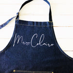 Mr and Mrs Gift Ideas | Personalised Denim Apron | Personalised Apron for Mr and Mrs | Gift ideas for Weddings | Him and Her Gift Ideas - Glam & Co Designs Ltd