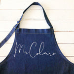 Mr and Mrs Gift Ideas | Personalised Denim Apron | Personalised Apron for Mr and Mrs | Gift ideas for Weddings | Him and Her Gift Ideas - Glam & Co Designs Ltd