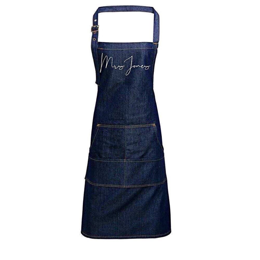 Mr and Mrs Gift Ideas | Personalised Denim Apron | Personalised Apron for Mr and Mrs | Gift ideas for Weddings | Him and Her Gift Ideas - Glam & Co Designs Ltd