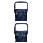 Mr and Mrs Gift Ideas | Personalised Denim Apron | Personalised Apron for Mr and Mrs | Gift ideas for Weddings | Him and Her Gift Ideas - Glam & Co Designs Ltd