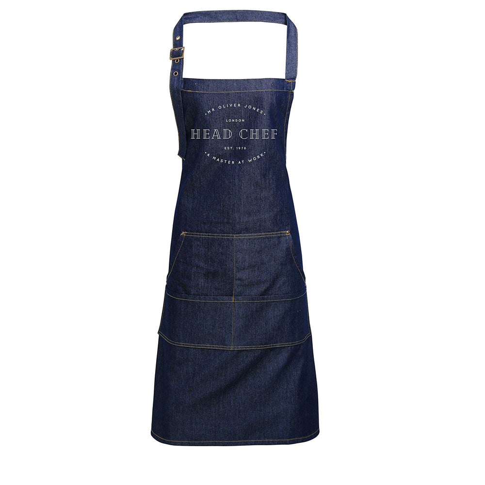 Personalised Denim Aprons | Head Chef Apron | Aprons for Men | Custom apron for Her | Personalised Apron | Aprons for Women | Denim Apron