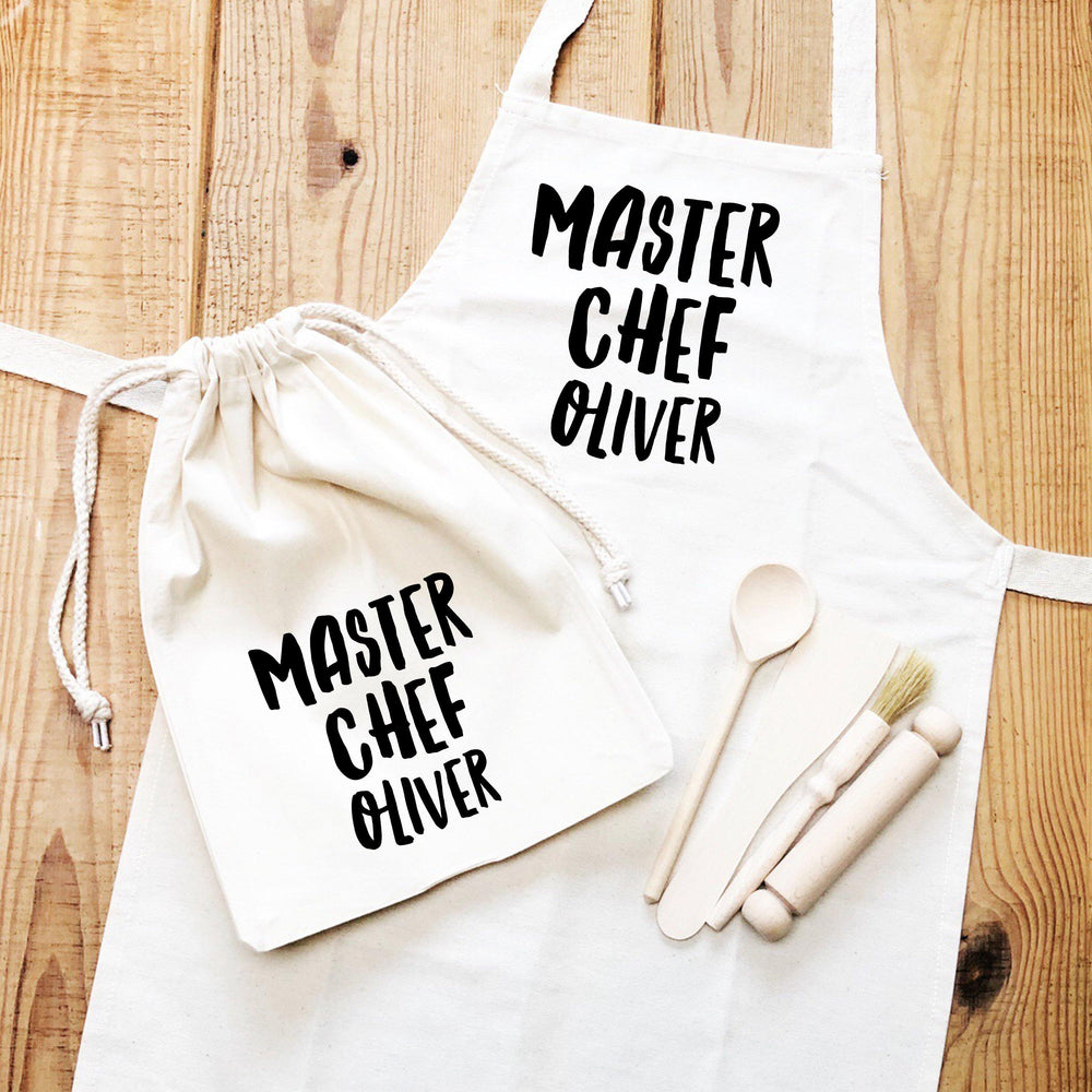 Kids Baking Set | Master Chef | Kids Baking Apron | Personalised Kids Baking Set | Personalised Kids Apron |Aprons for Children |Kids Baking - Glam and Co 