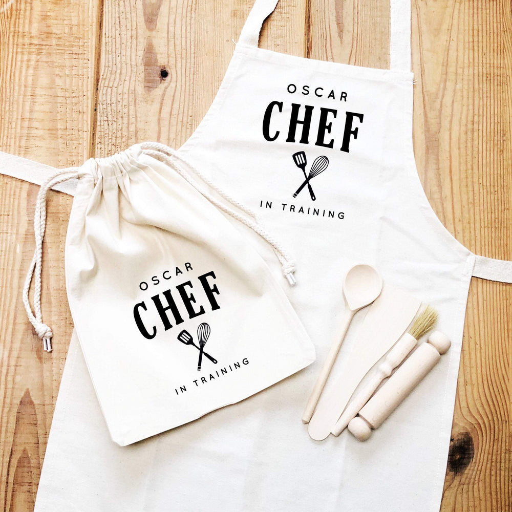 Kids Baking Set | Chef in Training Baking Set | Aprons for Kids | Kids Baking Apron | Personalised Kids Baking Set | Personalised Kids Apron