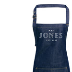 Mr and Mrs Gift Ideas | Personalised Denim Apron | Personalised Apron for Mr and Mrs | Gift ideas for Weddings | Him and Her Gift Ideas