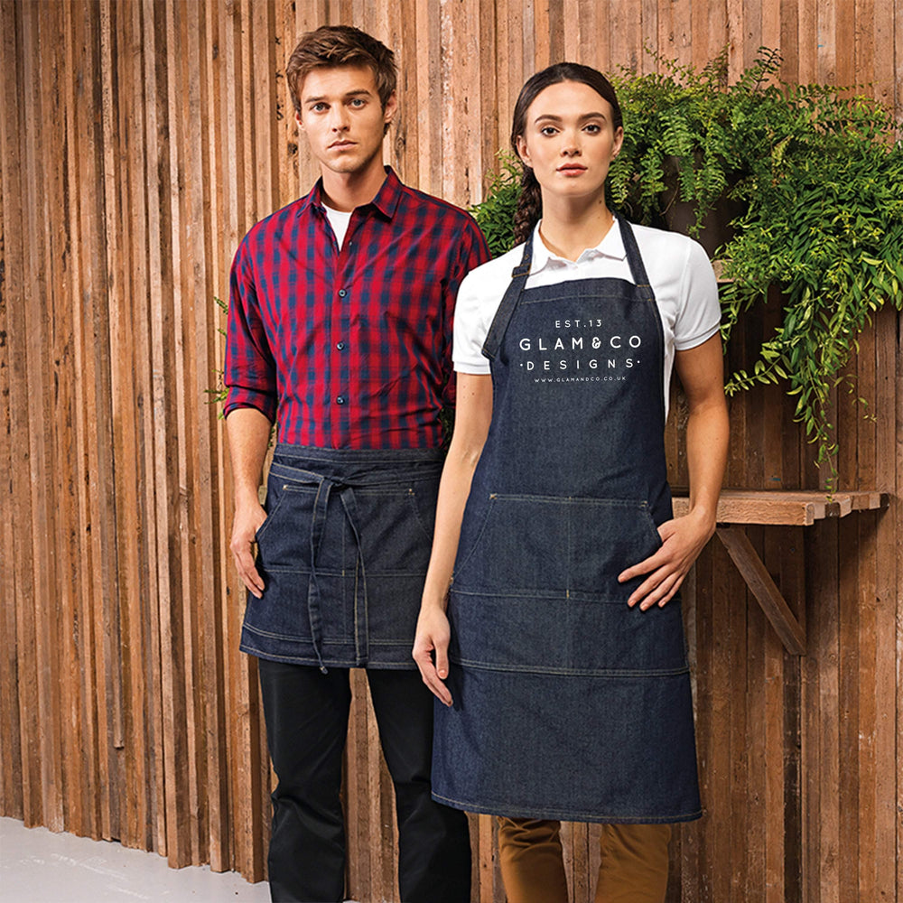 Mr and Mrs Gift Ideas | Personalised Denim Apron | Personalised Apron for Mr and Mrs | Gift ideas for Weddings | Him and Her Gift Ideas - Glam and Co 